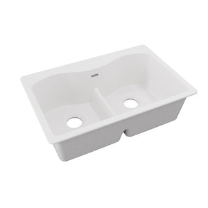 Quartz Classic 22' x 33' x 9.5' Quartz Double-Basin Drop-In Kitchen Sink in White