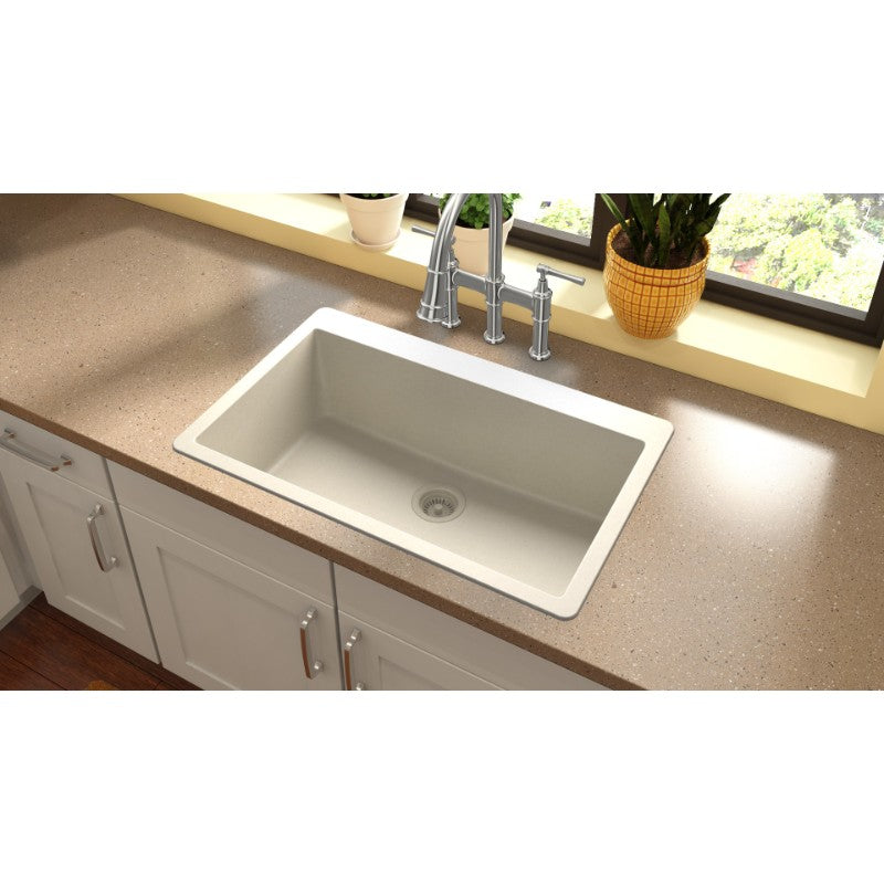 Quartz Classic 20.88' x 33' x 9.44' Quartz Single-Basin Drop-In Kitchen Sink in Bisque