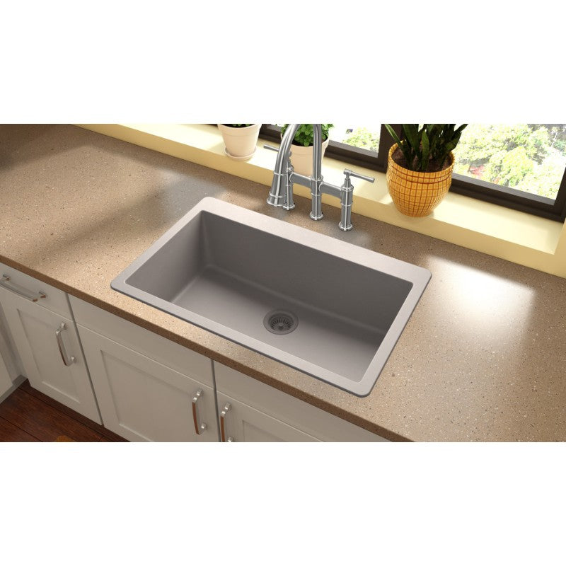 Quartz Classic 20.88' x 33' x 9.44' Quartz Single-Basin Drop-In Kitchen Sink in Greige