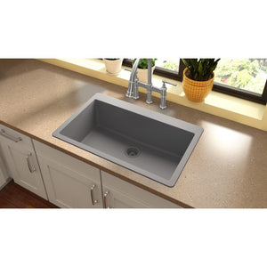 Quartz Classic 20.88' x 33' x 9.44' Quartz Single-Basin Drop-In Kitchen Sink in Greystone