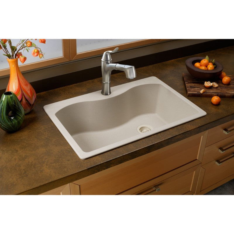 Quartz Classic 22' x 33' x 9.5' Quartz Single-Basin Drop-In Kitchen Sink in Bisque