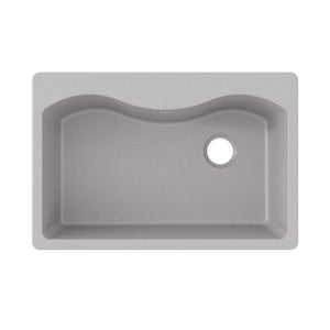 Quartz Classic 22' x 33' x 9.5' Quartz Single-Basin Drop-In Kitchen Sink in Greystone