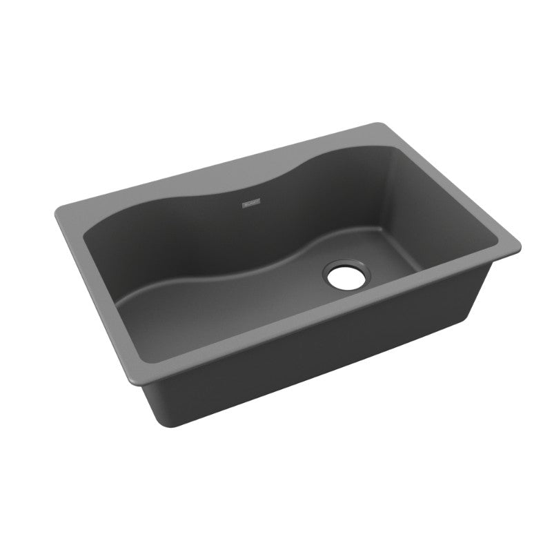 Quartz Classic 22' x 33' x 9.5' Quartz Single-Basin Irregular Drop-In Kitchen Sink in Dusk Gray