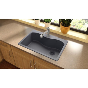 Quartz Classic 22' x 33' x 9.5' Quartz Single-Basin Irregular Drop-In Kitchen Sink in Dusk Gray