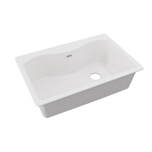 Quartz Classic 22' x 33' x 9.5' Quartz Single-Basin Irregular Drop-In Kitchen Sink in White