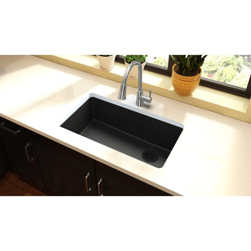 Quartz Classic 18.75' x 33' x 9.5' Quartz Single-Basin Undermount Kitchen Sink in Black
