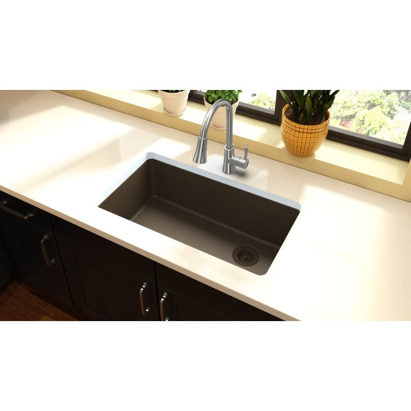 Quartz Classic 18.75' x 33' x 9.5' Quartz Single-Basin Undermount Kitchen Sink in Mocha