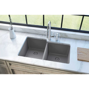 Quartz Classic 20.5' x 33' x 9.5' Quartz Double-Basin Undermount Kitchen Sink in Greystone