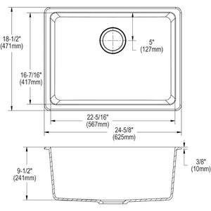 Quartz Classic 18.5' x 24.63' x 9.5' Quartz Single-Basin Undermount Kitchen Sink in White