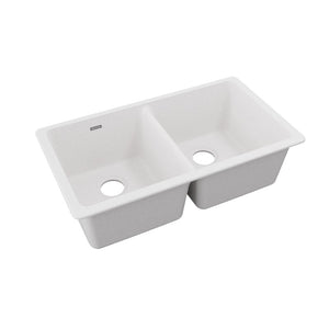 Quartz Classic 18.5' x 33' x 9.5' Quartz Double-Basin Undermount Kitchen Sink in White