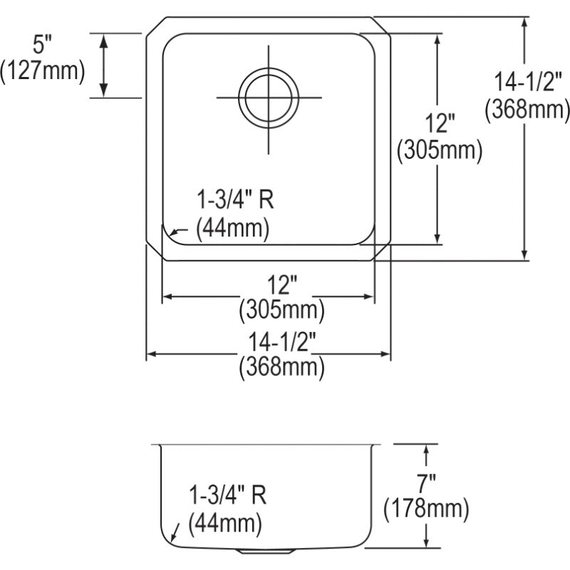 Lustertone Classic 14.5' x 14.5' x 7' Stainless Steel Single-Basin Undermount Kitchen Sink