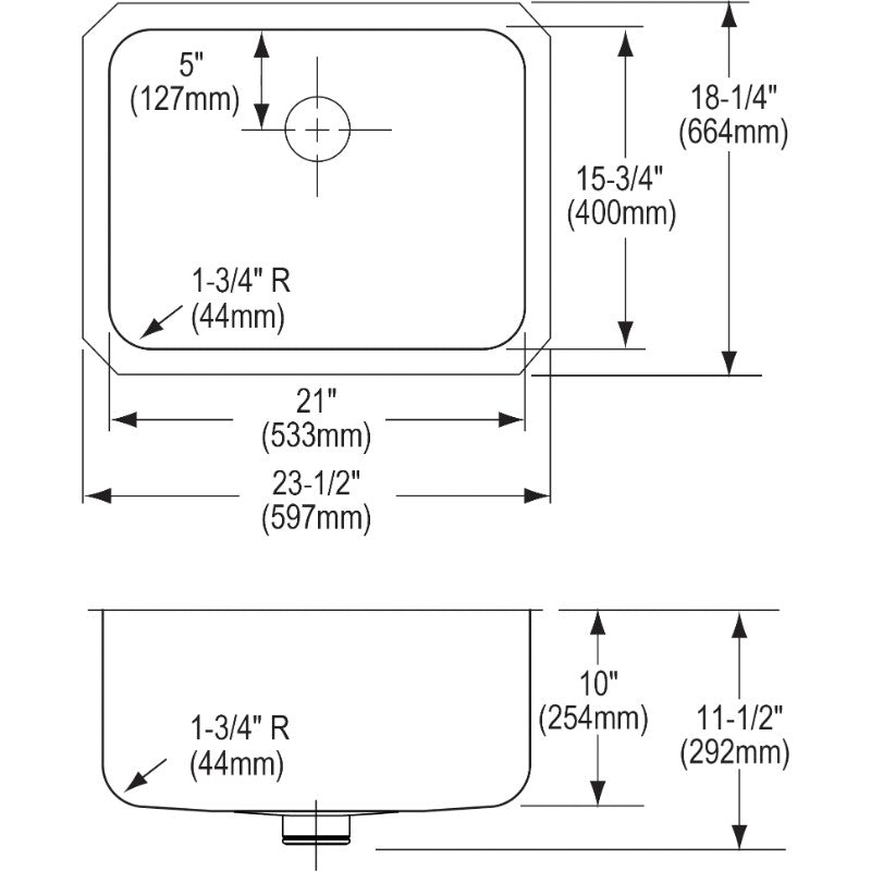 Lustertone Classic 18.25' x 23.5' x 11.5' Stainless Steel Single-Basin Undermount Kitchen Sink