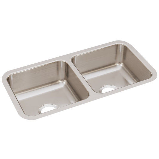 Lustertone Classic 16.5" x 31.75" x 7.5" Stainless Steel Double-Basin Undermount Kitchen Sink