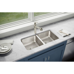 Lustertone Classic 16.5' x 31.75' x 7.5' Stainless Steel Double-Basin Undermount Kitchen Sink