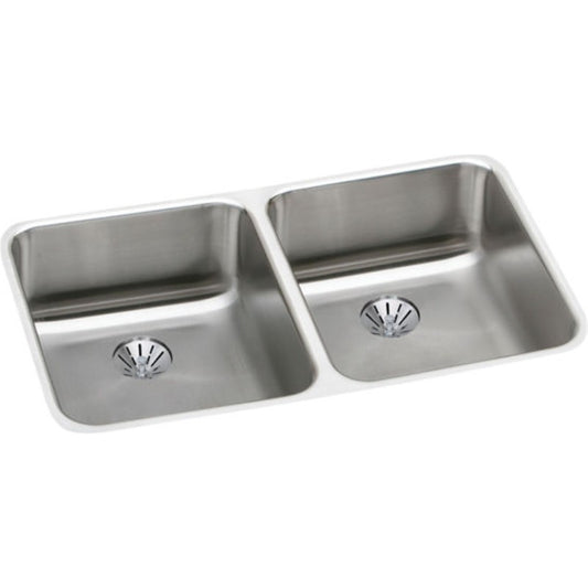 Lustertone Classic 18.5" x 30.75" x 9.38" Stainless Steel Double-Basin Undermount Kitchen Sink