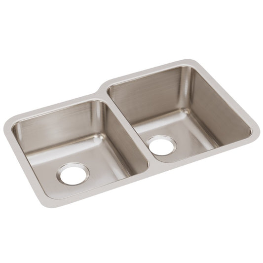 Lustertone Classic 20.5" x 31.25" x 9.88" Stainless Steel 40/60 Double-Basin Undermount Kitchen Sink