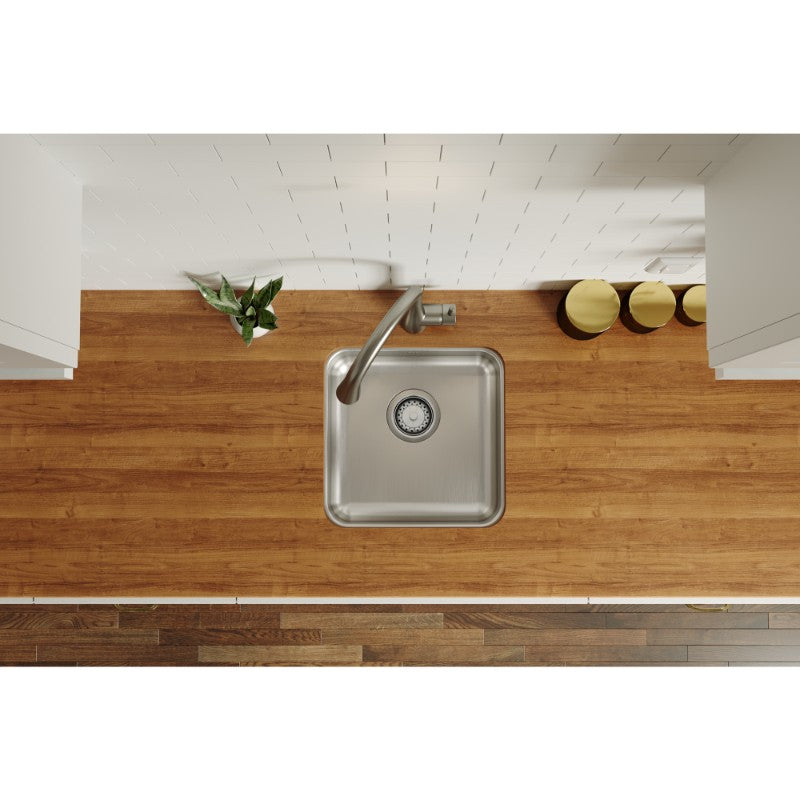 Lustertone Classic 16.5' x 16.5' x 5.38' Stainless Steel Single-Basin Undermount Kitchen Sink