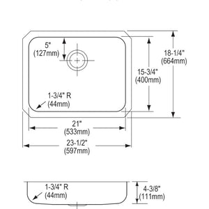 Lustertone Classic 18.25' x 23.5' x 4.38' Stainless Steel Single-Basin Undermount Kitchen Sink