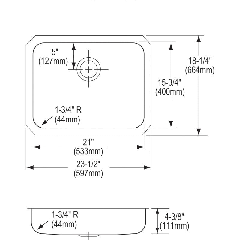 Lustertone Classic 18.25' x 23.5' x 4.38' Stainless Steel Single-Basin Undermount Kitchen Sink