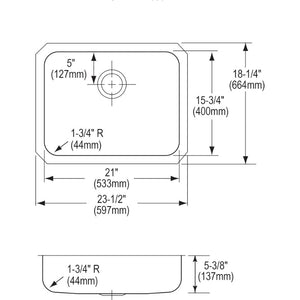 Lustertone Classic 18.25' x 23.5' x 5.38' Stainless Steel Single-Basin Undermount Kitchen Sink