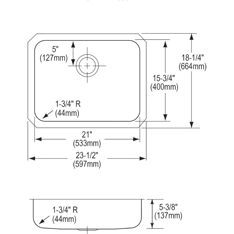 Lustertone Classic 18.25' x 23.5' x 5.38' Stainless Steel Single-Basin Undermount Kitchen Sink