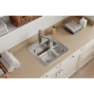 Celebrity 20' x 20' x 10.13' Stainless Steel Single-Basin Drop-In Laundry Sink - 1 Faucet Hole
