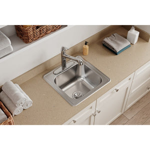 Celebrity 20' x 20' x 10.13' Stainless Steel Single-Basin Drop-In Laundry Sink - 3 Faucet Holes