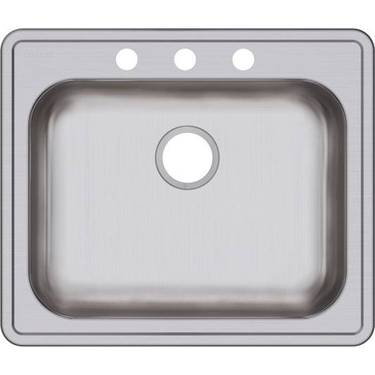 Dayton 21.25" x 25" x 5.38" Stainless Steel Single-Basin Drop-In Kitchen Sink - 3 Faucet Holes