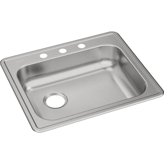 Dayton 21.25" x 25" x 5.38" Stainless Steel Single-Basin Drop-In Kitchen Sink - Left Drain