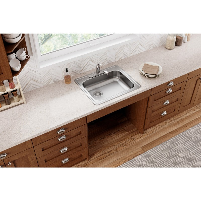 Dayton 21.25' x 25' x 5.38' Stainless Steel Single-Basin Drop-In Kitchen Sink - Left Drain