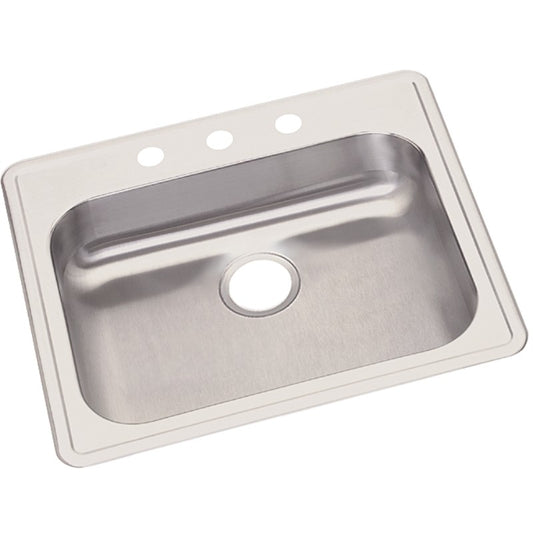 Dayton 22" x 25" x 5.38" Stainless Steel Single-Basin Drop-In Kitchen Sink - 3 Faucet Holes