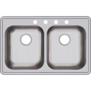 Dayton 21.25' x 33' x 5.38' Stainless Steel Double-Basin Drop-In Kitchen Sink