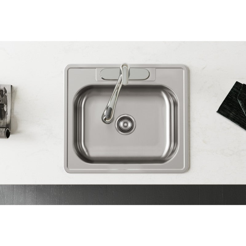 Dayton 22' x 25' x 6.06' Stainless Steel Single-Basin Drop-In Kitchen Sink - 3 Faucet Holes