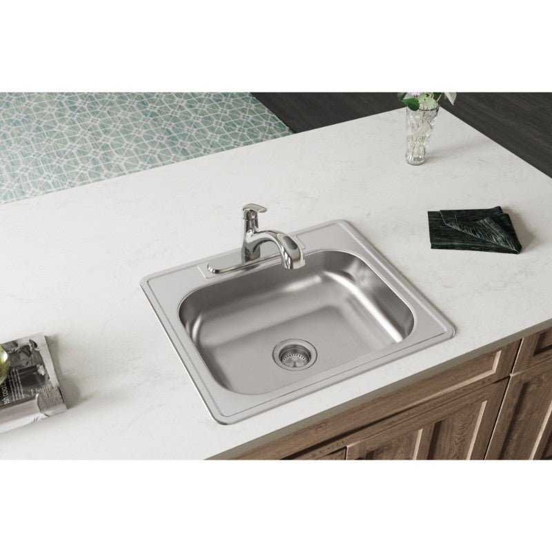 Dayton 22' x 25' x 6.06' Stainless Steel Single-Basin Drop-In Kitchen Sink - 3 Faucet Holes