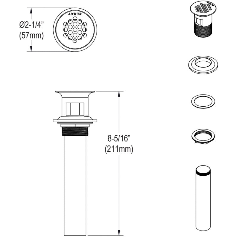 Drain Tailpiece (2.25' x 2.25' x 8.31')