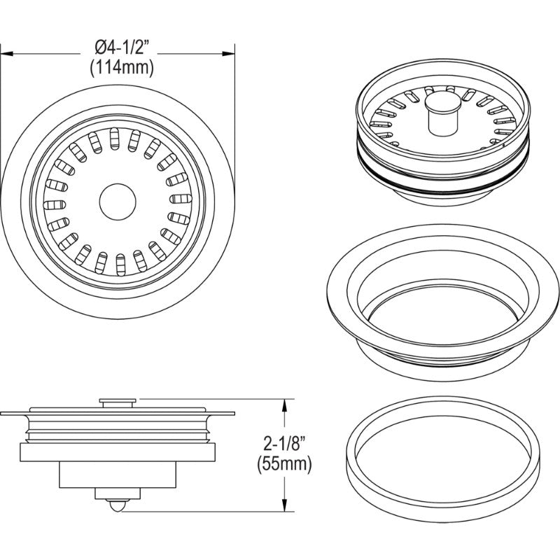 Disposal Flange in Bisque (4.5' x 4.5' x 2.13')