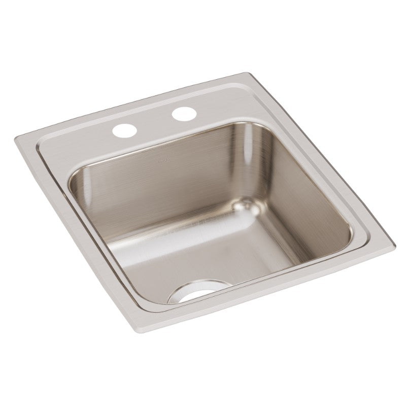 Lustertone Classic 17.5' x 15' x 7.63' Stainless Steel Single-Basin Drop-In Bar Sink - 2 Faucet Holes