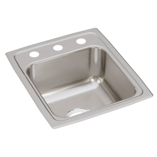 Lustertone Classic 17.5" x 15" x 7.63" Stainless Steel Single-Basin Drop-In Bar Sink