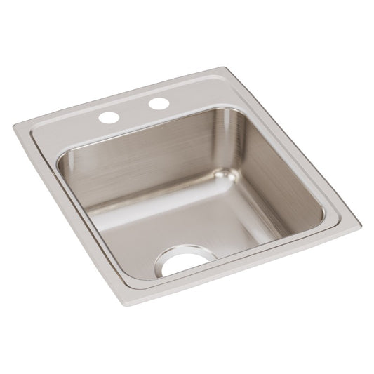 Lustertone Classic 20" x 17" x 7.63" Stainless Steel Single-Basin Drop-In Kitchen Sink - 2 Faucet Holes