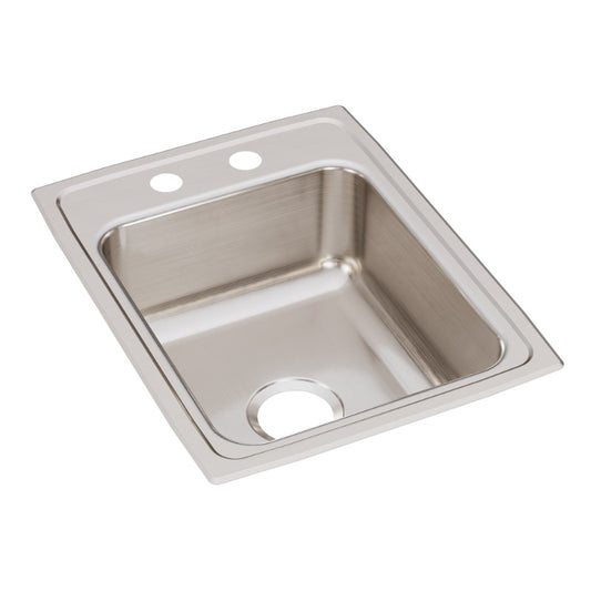 Lustertone Classic 22" x 17" x 7.63" Stainless Steel Single-Basin Drop-In Kitchen Sink - 2 Faucet Holes