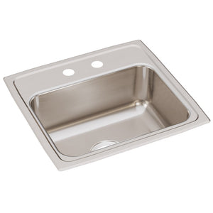 Lustertone Classic 18' x 19' x 7.63' Stainless Steel Single-Basin Drop-In Kitchen Sink - 2 Faucet Holes