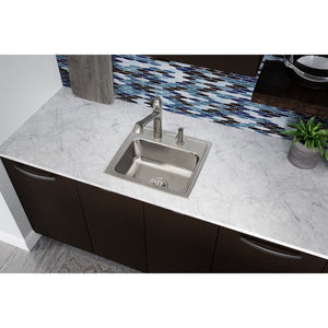 Lustertone Classic 18' x 19' x 7.63' Stainless Steel Single-Basin Drop-In Kitchen Sink - 2 Faucet Holes