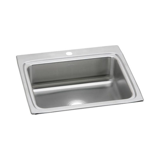 Lustertone Classic 22" x 25" x 8.13" Stainless Steel Single-Basin Drop-In Kitchen Sink - 1 Faucet Hole