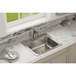 Lustertone Classic 22' x 25' x 8.13' Stainless Steel Single-Basin Drop-In Kitchen Sink - 3 Faucet Holes