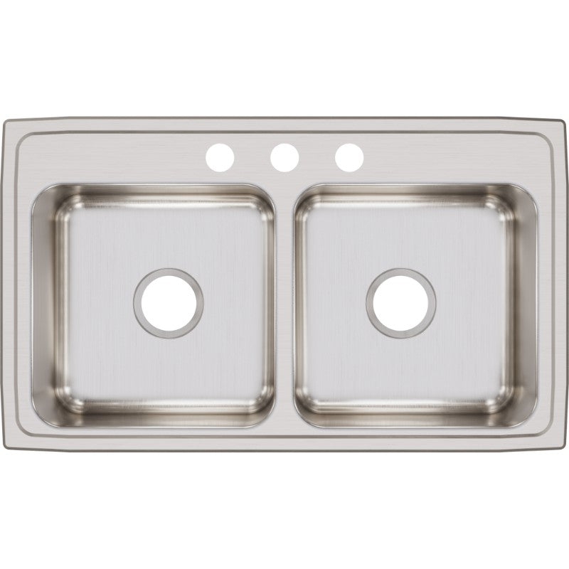 Lustertone Classic 19.5' x 33' x 7.63' Stainless Steel Double-Basin Drop-In Kitchen Sink - 3 Faucet Holes