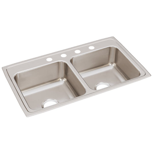 Lustertone Classic 19.5" x 33" x 7.63" Stainless Steel Double-Basin Drop-In Kitchen Sink