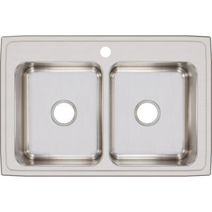 Lustertone Classic 22' x 33' x 8.13' Stainless Steel Double-Basin Drop-In Kitchen Sink - 1 Faucet Hole