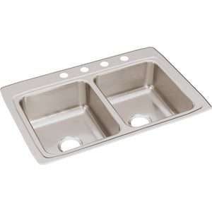 Lustertone Classic 22' x 33' x 8.13' Stainless Steel Double-Basin Drop-In Kitchen Sink