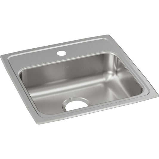 Lustertone Classic 18" x 19" x 5.5" Stainless Steel Single-Basin Drop-In Kitchen Sink - 1 Faucet Hole