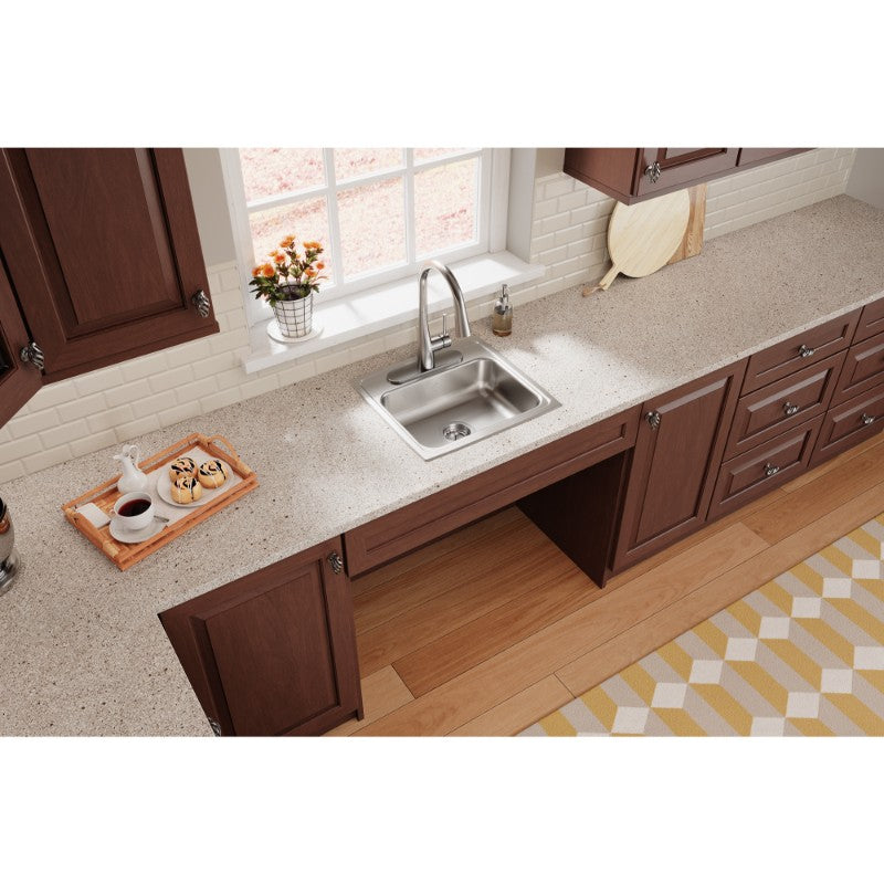Lustertone Classic 18' x 19' x 5.5' Stainless Steel Single-Basin Drop-In Kitchen Sink - 2 Faucet Holes